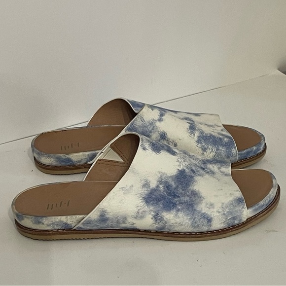 J. Jill Maya Leather Blue & White Cloudlike Pattern Upper w/ Foam Insole Slides - Picture 11 of 15